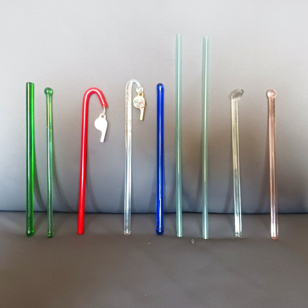Assorted Vintage Glass Swizzle Sticks and Straws